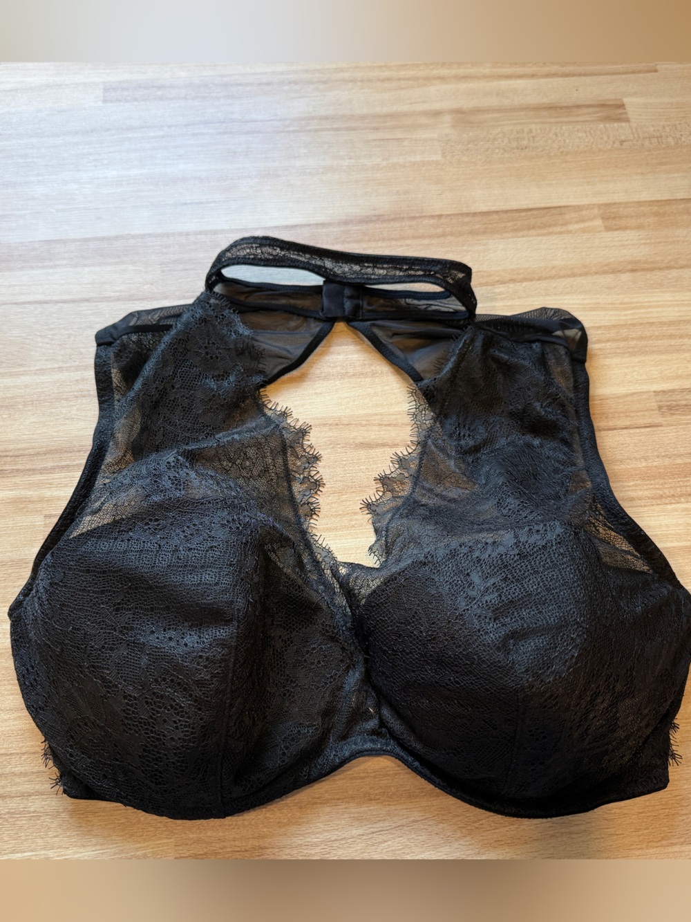 Victoria's Secret Black Lace High-Neck Bra
